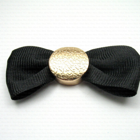 Decorative black bow, metal centre approx. 65 mm No: 1683