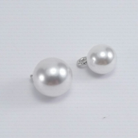 Perełka guzik  zesrebrną metalową stopką 1851,PAKIET 10 szt