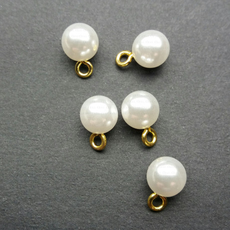 Pearl button Pack of 10 pcs with silver or gold shank 1851