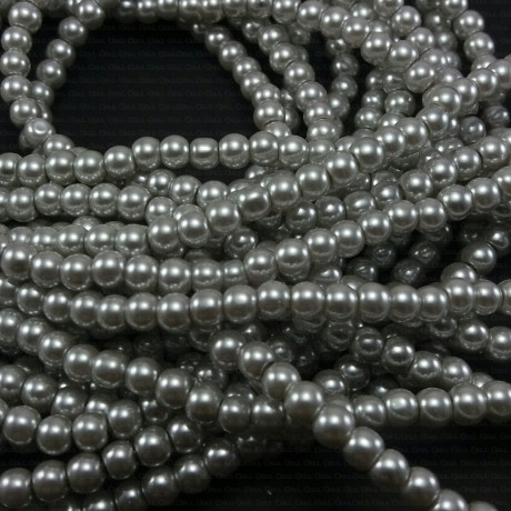 Perła szklana na sznurze,kolor szaro -beżowy 1855