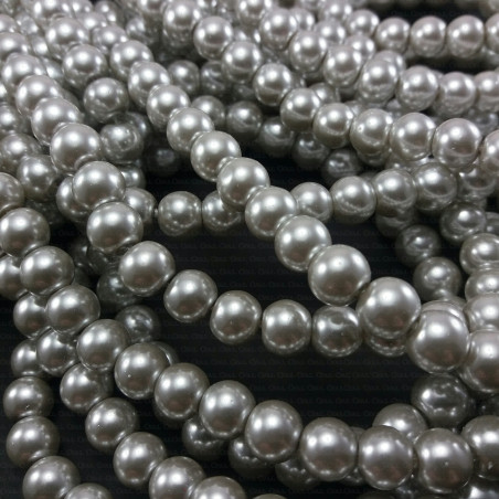 Perła szklana na sznurze,kolor szaro -beżowy 1855