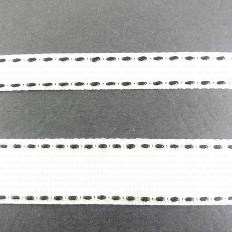 White grosgrain ribbon with double stitching. PACK OF 5 or 30 yards