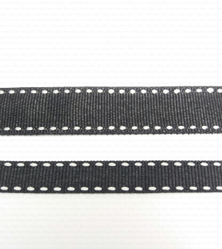 Black grosgrain ribbon with double stitching. PACK OF 5 or 30 yards