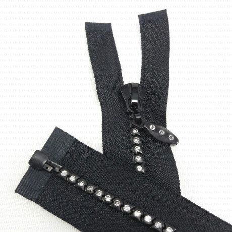 Zip with rhinestones 45cm, 55cm open-ended, 1919