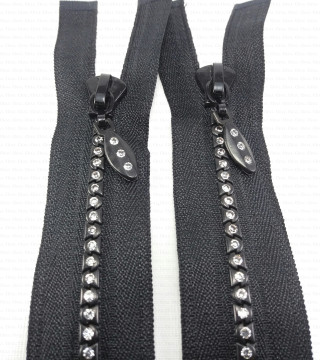 Zip with rhinestones 45cm, 55cm open-ended, 1919
