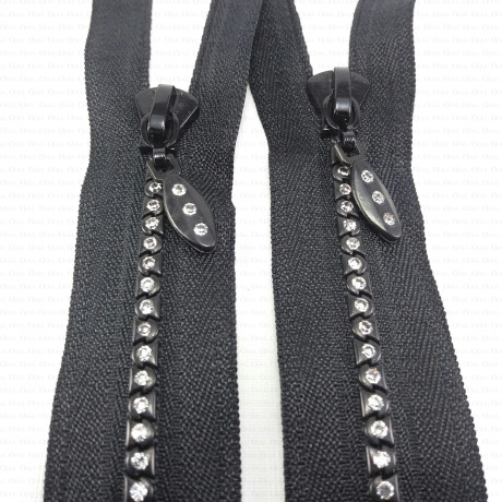Zip with rhinestones 45cm, 55cm open-ended, 1919