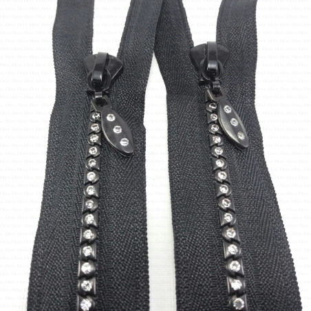 Zip with rhinestones 45cm, 55cm open-ended, 1919