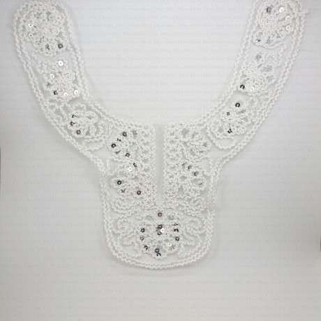 Sequin applique on tulle – 1940 neckline