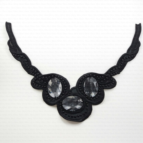 Embroidered appliqué with stones – neckline, 1941