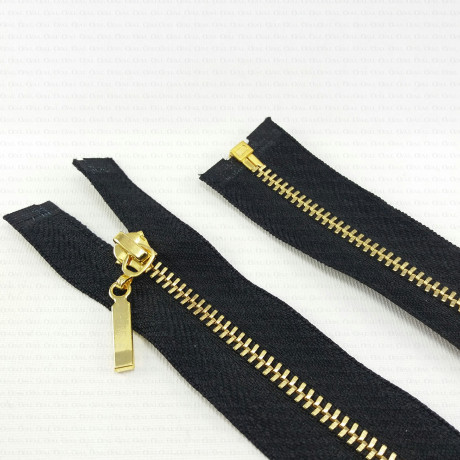 Metal separating zips silver/gold, various lengths, 1948