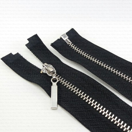 Metal separating zips silver/gold, various lengths, 1948