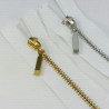 Non-separable metal zips, various lengths, gold/silver, 1950