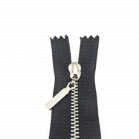 Non-separable metal zips, various lengths, gold/silver, 1951