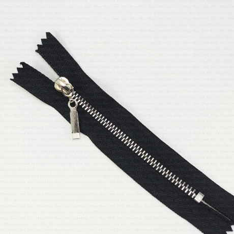 Non-separable metal zips, various lengths, gold/silver, 1951