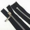 Non-separable metal zips, various lengths, gold/silver, 1951