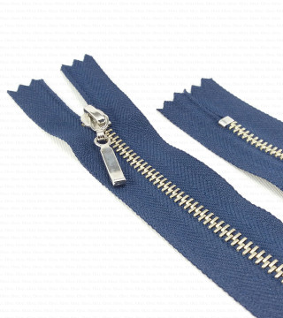 Non-separable metal zips, navy blue, 1952