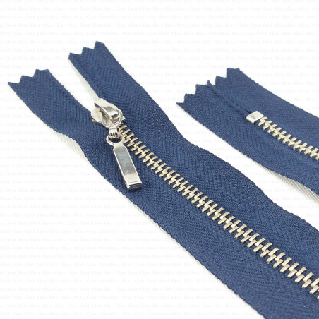Non-separable metal zips, navy blue, 1952