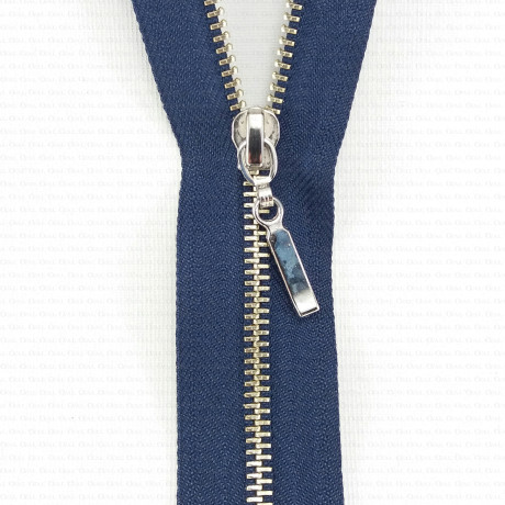 Non-separable metal zips, navy blue, 1952