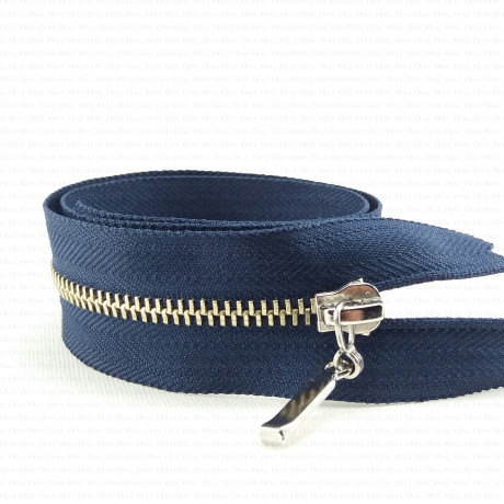 Non-separable metal zips, navy blue, 1952