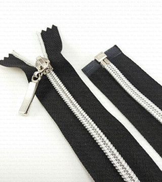 Zips with a silver thread 16–70 cm, separating 1954