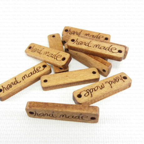 Wooden label/tag, 10 or 50 pcs HAND MADE, 1958