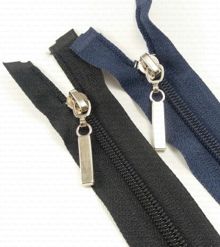 Separating zips 70 cm white, black, navy 1969