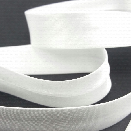 White satin bias binding 1m or 20m pre‑pressed 1211