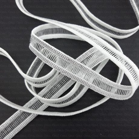 Decorative elastic 11mm/1yard white-silver, 2023