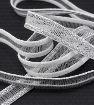 Decorative elastic 11mm/1yard white-silver, 2023