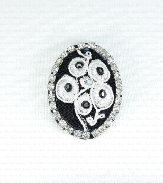 Brooch with embroidery and rhinestones 2034