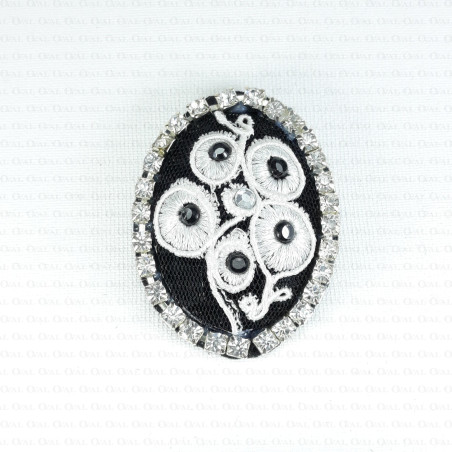 Brooch with embroidery and rhinestones 2034