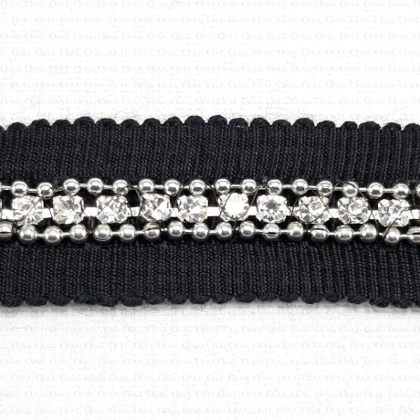 Decorative tape 15mm/1 yard with rhinestones no. 129