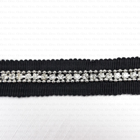 Decorative tape 15mm/1 yard with rhinestones no. 129