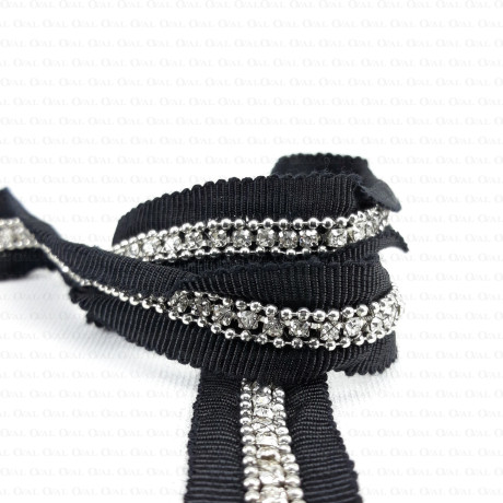 Decorative tape 15mm/1 yard with rhinestones no. 129