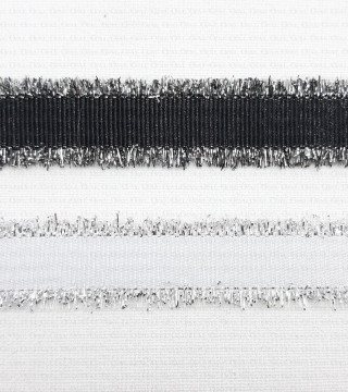 Decorative ribbon 15mm white, black with silver no. 2138