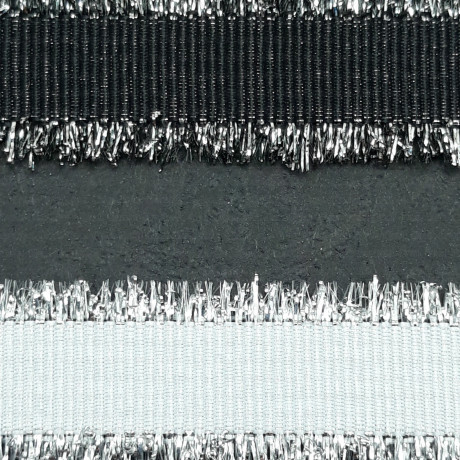 Decorative ribbon 15mm white, black with silver no. 2138