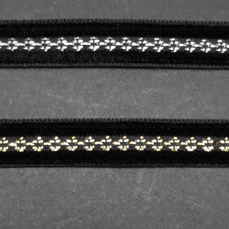 Decorative ribbon 10mm black with gold and black with silver 2142