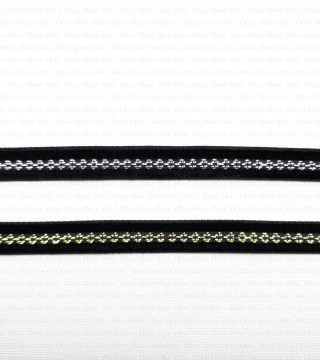 Decorative ribbon 10mm black with gold and black with silver 2142