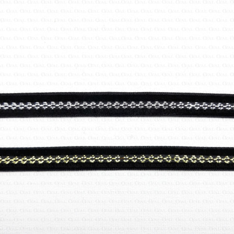 Decorative ribbon 10mm black with gold and black with silver 2142