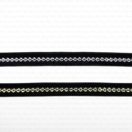 Decorative ribbon 10mm black with gold and black with silver 2142