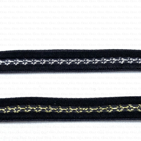 Decorative ribbon 10mm black with gold and black with silver 2142
