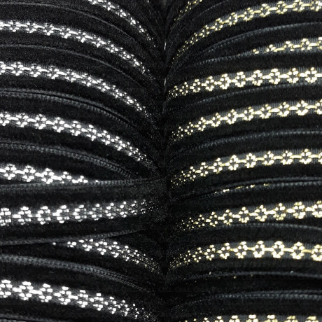 Decorative ribbon 10mm black with gold and black with silver 2142