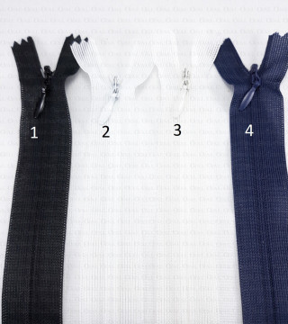 Concealed zip 20cm assorted colours no. 1349