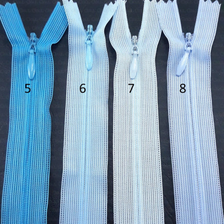 Concealed zip 20cm assorted colours no. 1349