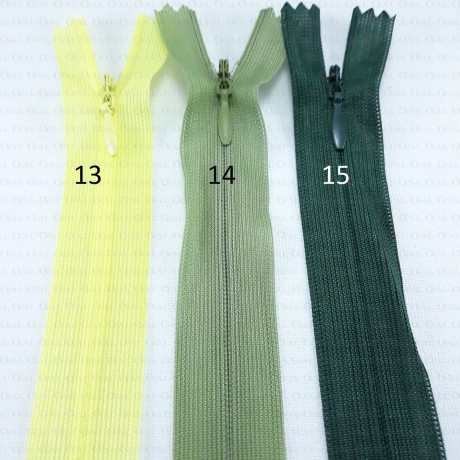 Concealed zip 20cm assorted colours no. 1349