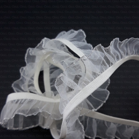 Elastic lace 17mm WHITE WITH SILVER no. 291