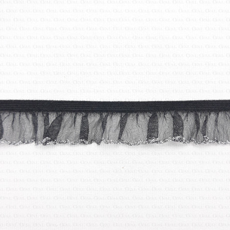 Elastic lace 17mm BLACK WITH SILVER no. 269