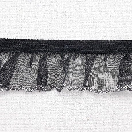 Elastic lace 17mm BLACK WITH SILVER no. 269