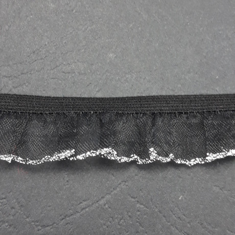 Elastic lace 17mm BLACK WITH SILVER no. 269