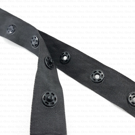 White and black snap fasteners on tape, 1 m, no. 2176